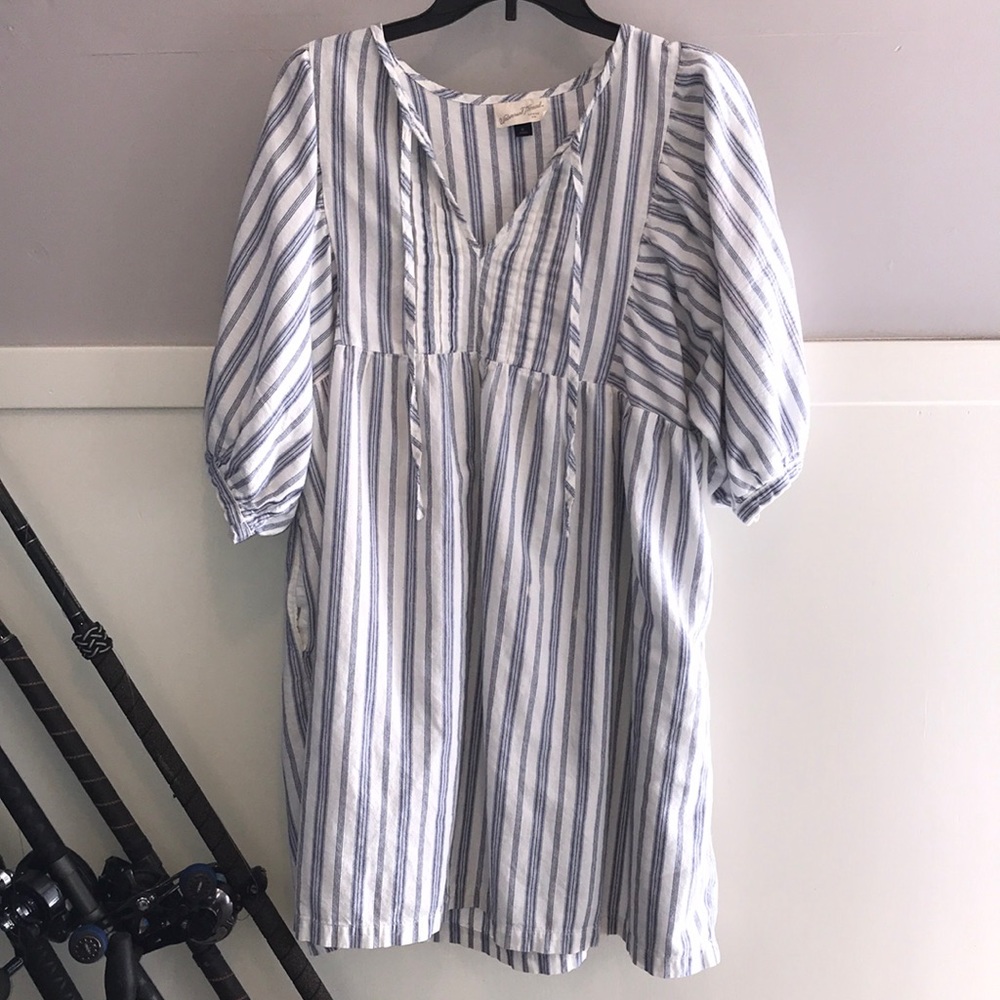 Universal thread blue and white stripe puff sleeve baby doll dress SZ xl
